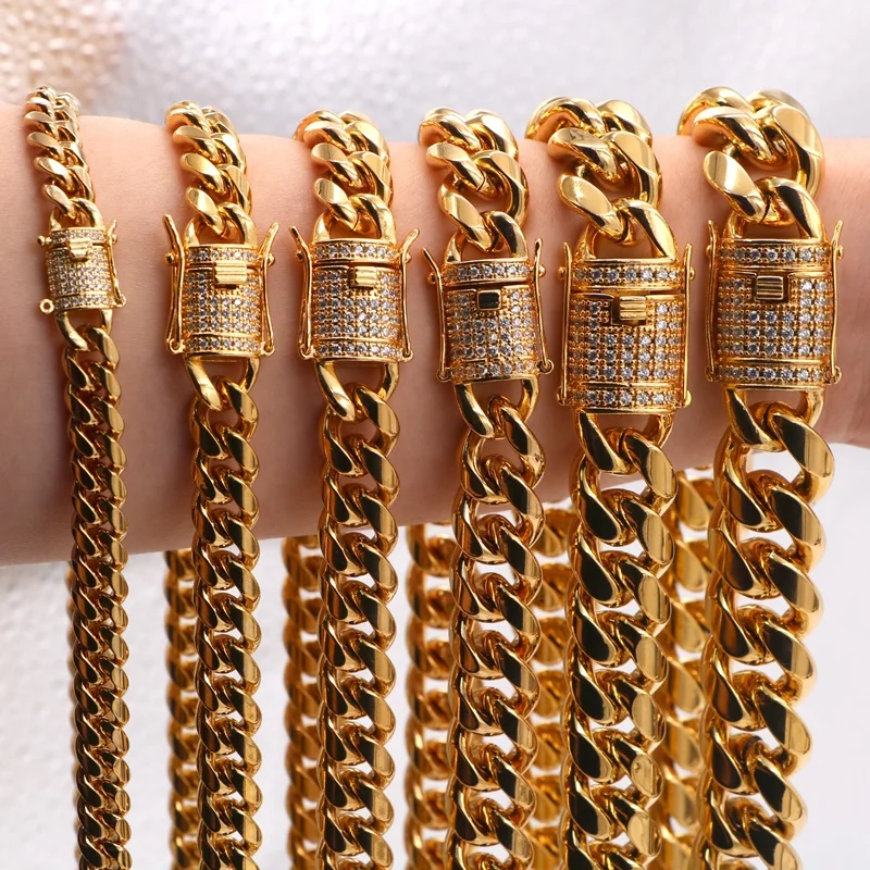 Factory Price 18K PVD Gold Cuban Link Chain, Stainless Steel Cuban Link Chain