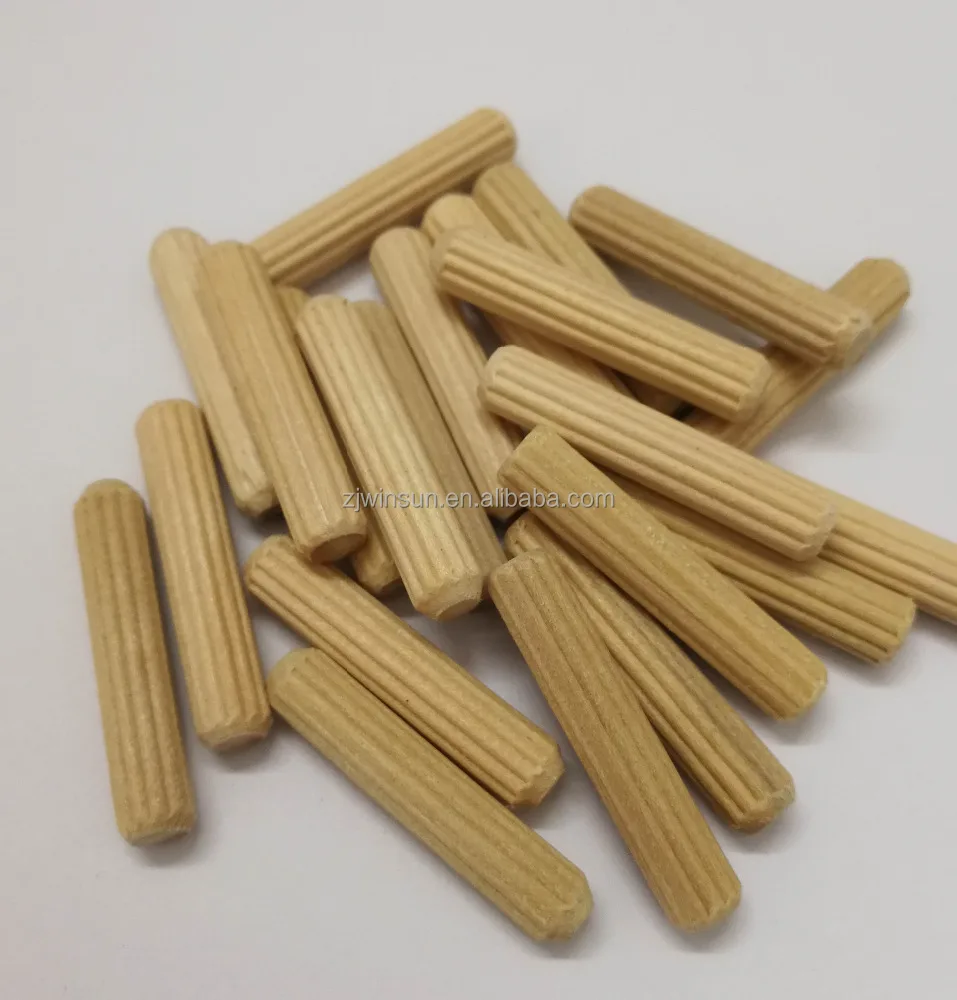 
solid wood birch beech white oak maple 6x30mm straight grooved fluted wooden dowel and dowel pin 