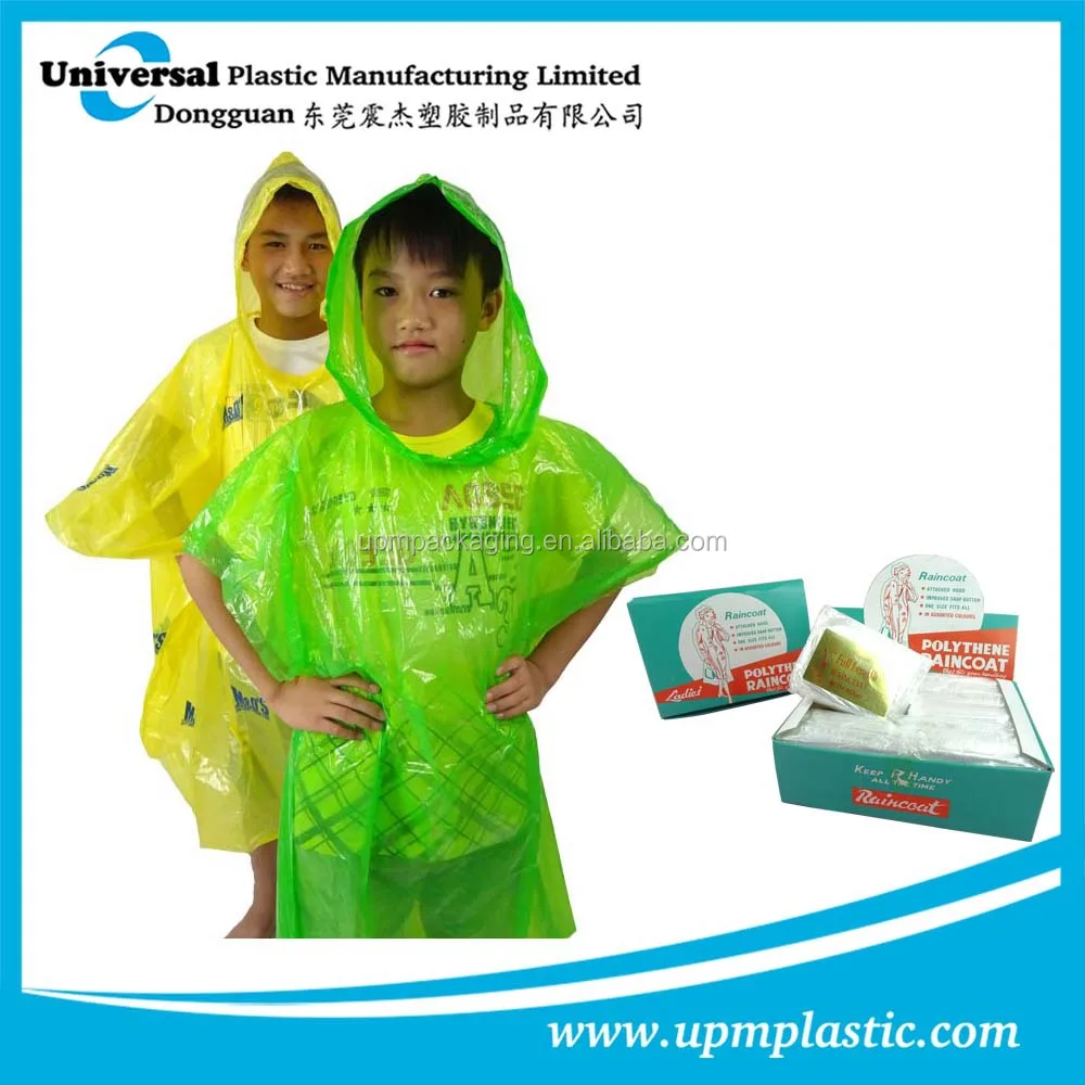 Emergency promotional waterproof disposable plastic LDPE rain poncho