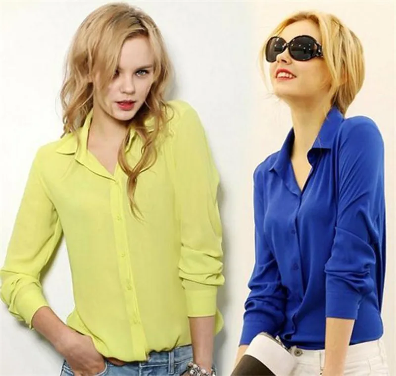Women Chiffon Blouse Long Sleeve Shirt Women Tops Formal Office Lady Shirt Blusas Femininas Camisas Mujer