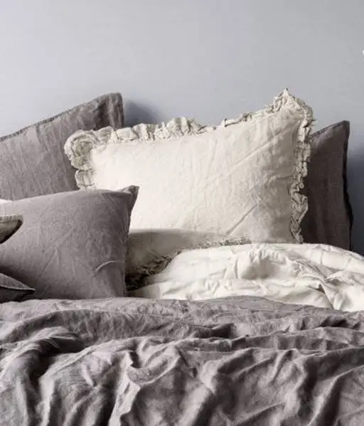 100% pure French linen ruffle duvet cover set