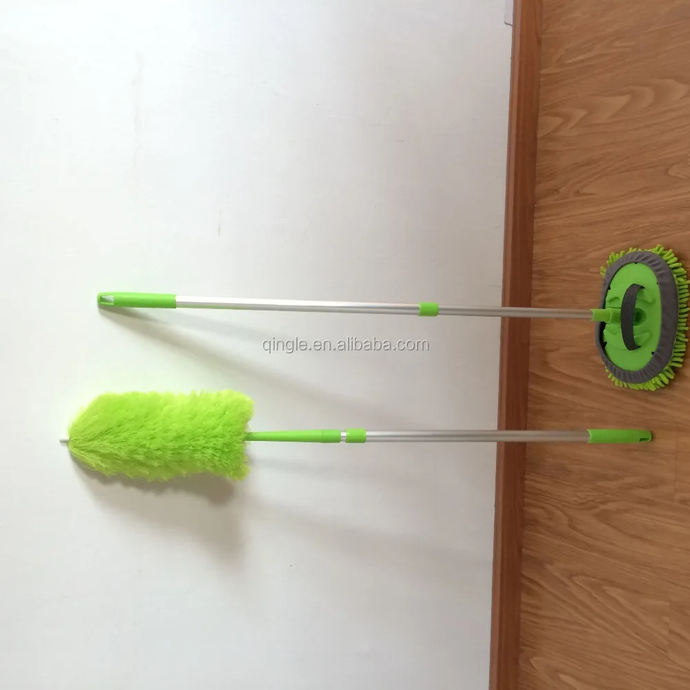 Qingle Extended chenille car wash cleaning mop with 2 telescopic aluminum handle