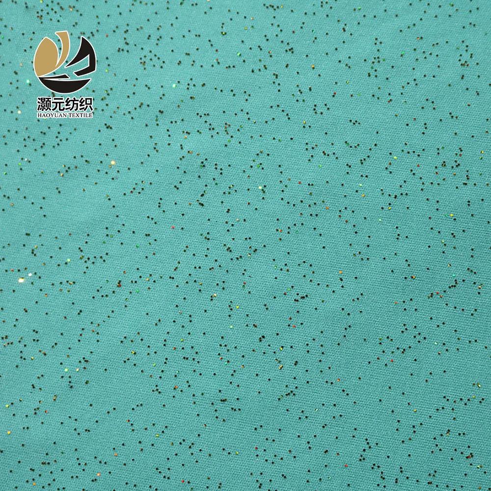 Shiny Sequin Flash Colorful Knitting Green Tulle Fabric For Women Garments