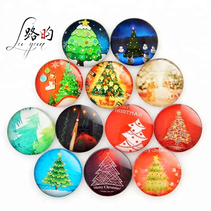 Custom Dome Christmas Tree Santa Claus House Shape Decoration Home Crystal Printed Fridge Magnets Magnets For Fridge