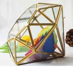 High Quality Decorative Copper Diamond Shape Glass Terrarium Geometric