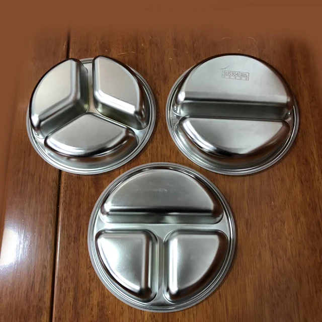 Factory supply directly Wholesale stainless steel round shape baby snack tray with plastic lid