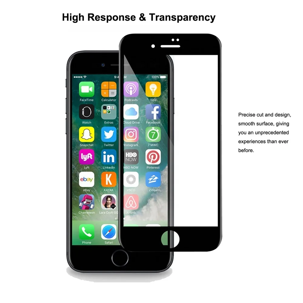 
9H 0.2MM For iPhone 7 5D Curved Tempered Glass, Full Cover Tempered Glass For iPhone Screen Protector Glass 6/7/8 3D Touch 
