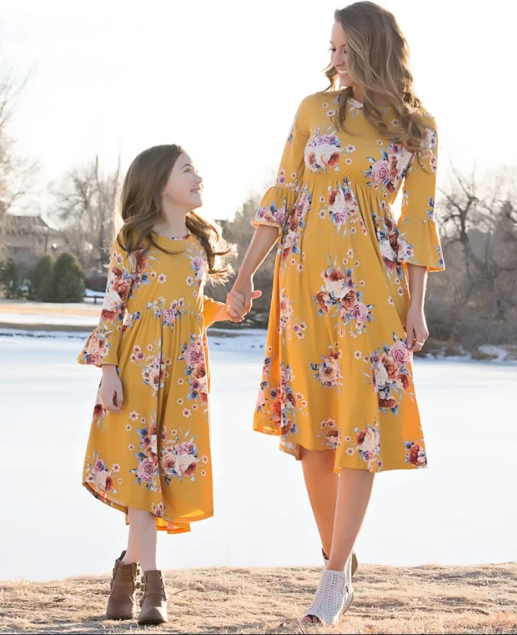 Hot new products mother daughter matching dress lady fashion dress dress for mother and daughter for sale