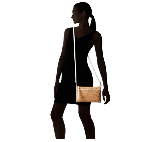 Boshiho clutch purse with wrist strap & PU braided decoration leather hand cork bag