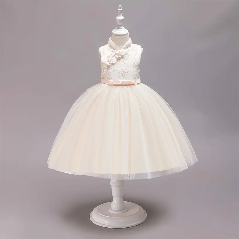 
Kids Baby Girls Mandarin Collar Sleeveless Fashion Chinese Vintage Tutu Dress 