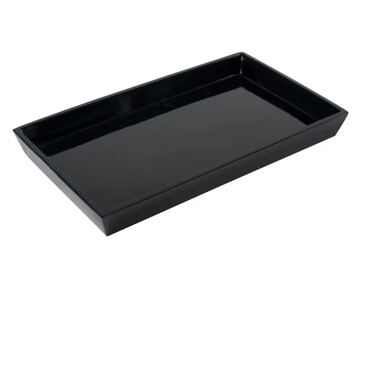 Shiny Black 5-Star Hotel Room Resin Bathroom Hotel Amenity Tray
