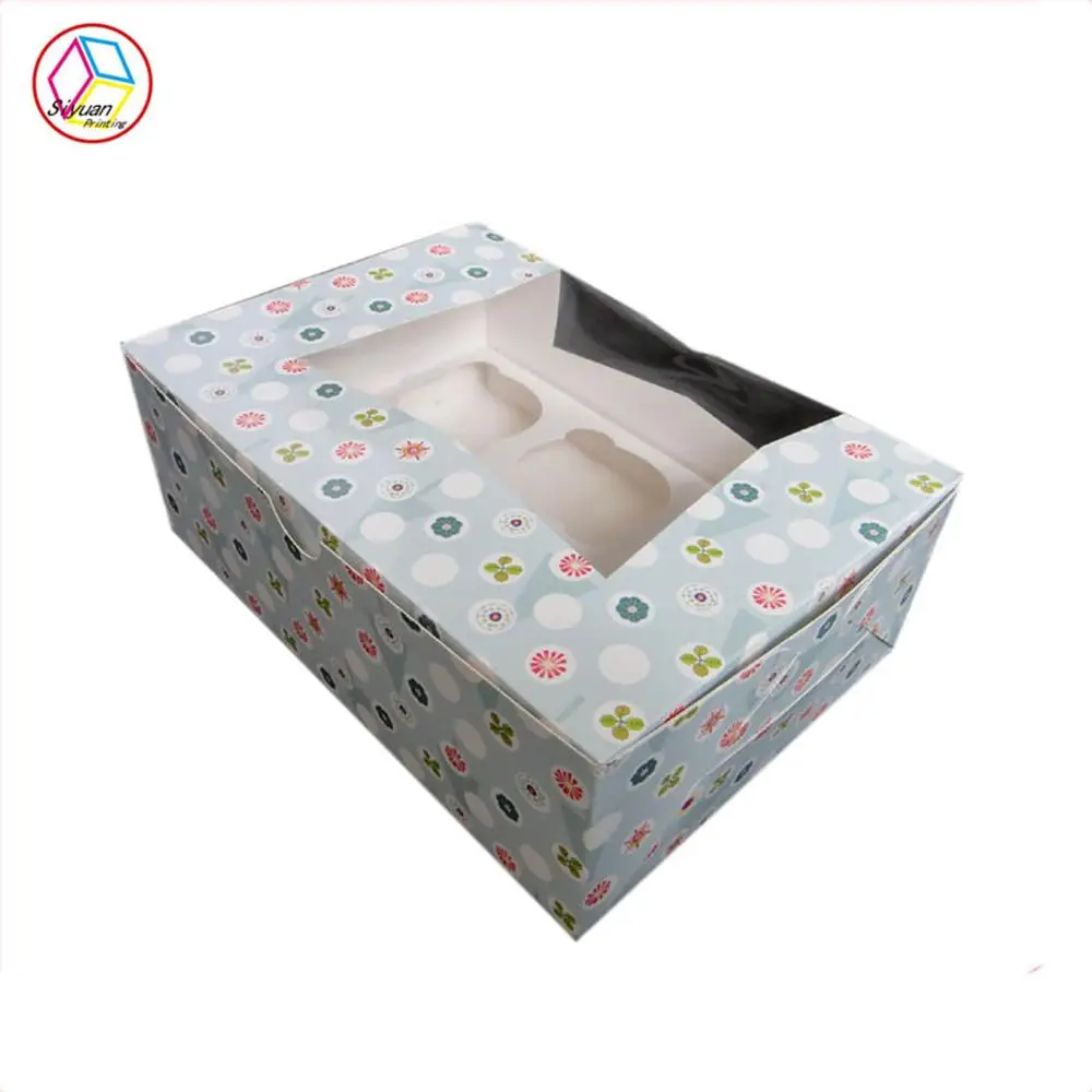 Custom Clear Cake Box Cupcake Box with Window Food Cajas Para Cupcakes Customized SY Paperboard Cupcake Box and Packaging Pink