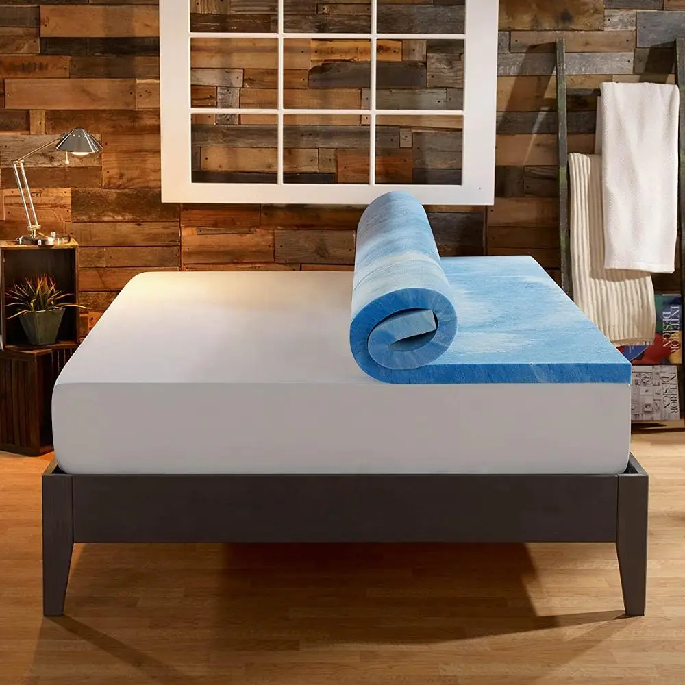 Cooling Gel Memory Foam Mattress Topper CertiPUR-US Certified With Removable & Washable Cover