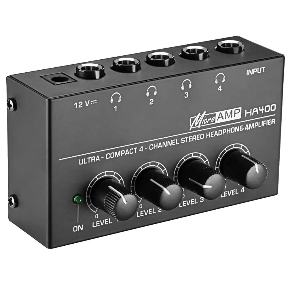 Popular 4 Channel headphone amplifier With stereo Input,4 TRS outputs HA400