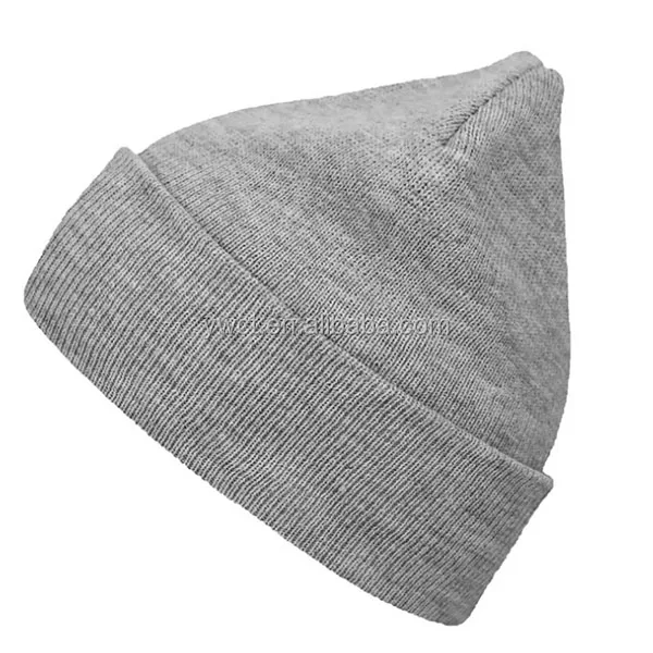 Cheap warm acrylic knit custom logo unisex skull cap toque grey winter hat beanie