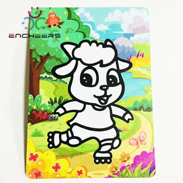 Children Sand Painting Art Cards  DIY Cartoon Painting Cards