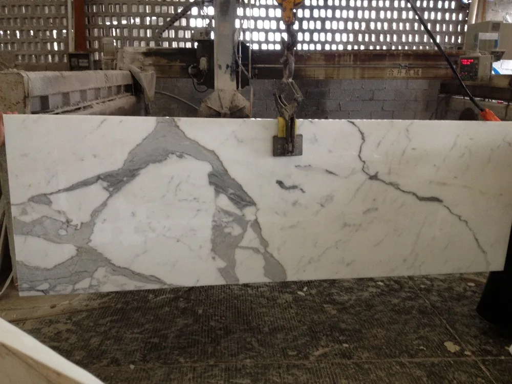 Luxury Prices Natural Stone Italian White Marble Bianco Calacatta Marble Floor Tiles Slab