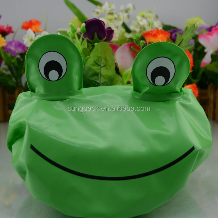 Novelty Frog Cartoon Shower Caps For Baby Kids Single Layer PVC Waterproof Bath Caps