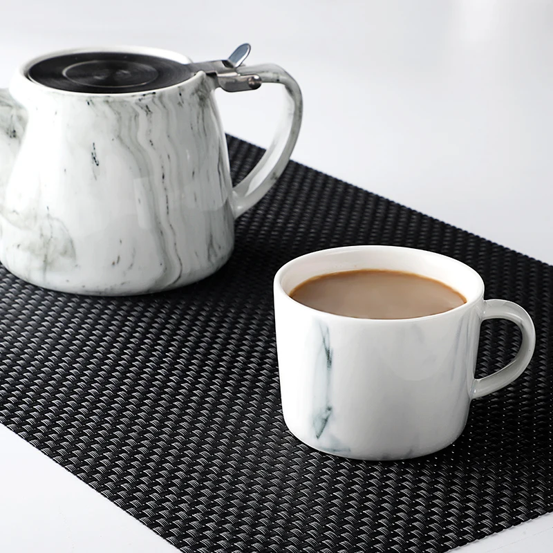 Hosen 28 Best Choice Manufacturer White Marbling Coffee Cup Set, Factory Porcelain Marble Tea Cup/