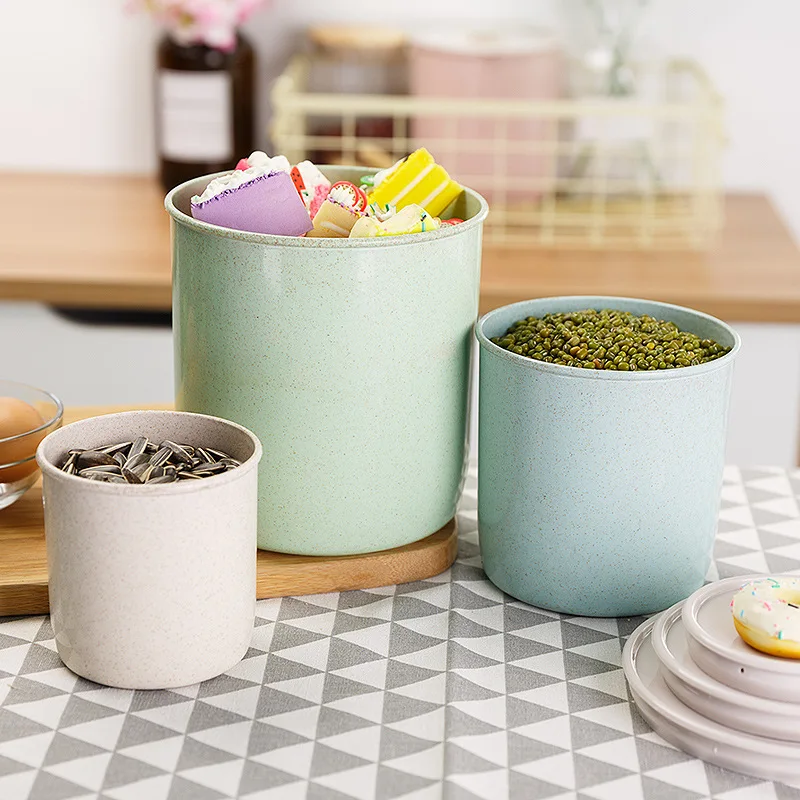 M round shape food canister storage container with lid