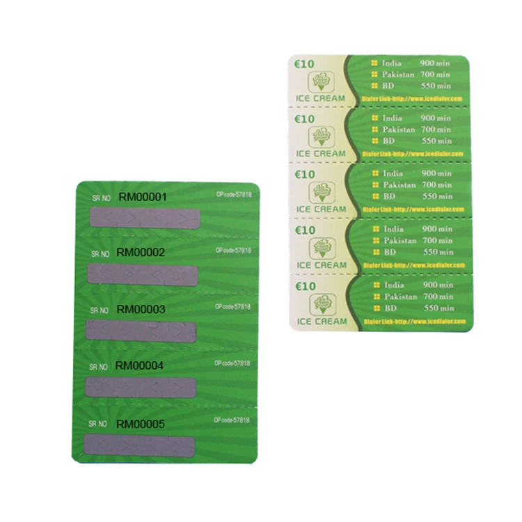 
Multi pin number paper printing scratch prepaid calling card for mobile phone recharge 