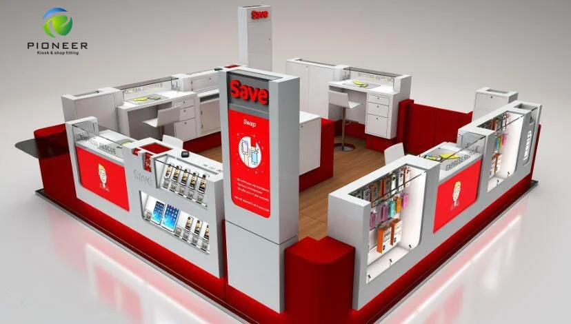 
French Save Phone Kiosk Brand Design Mobile Shop Counter Mall Cell Phone Accessary Kiosk 