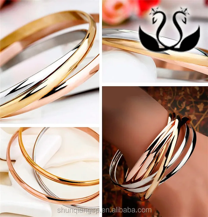 Europe and America stainless steel fashion custom charm exquisite Three arabic ring bracelet