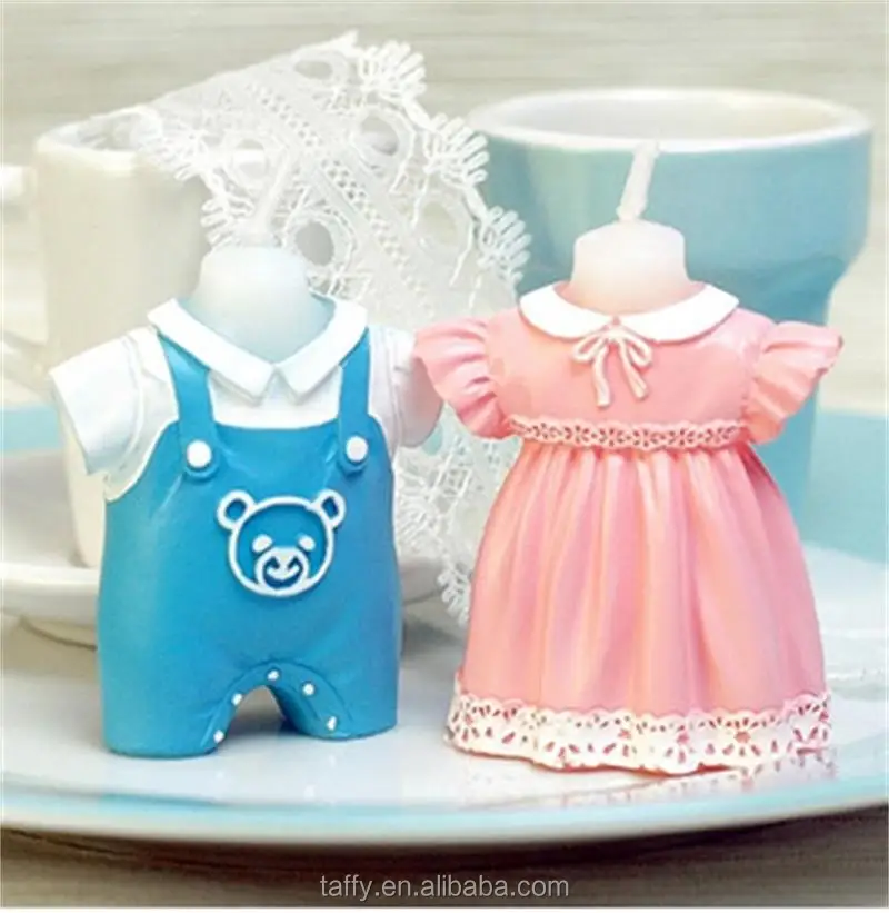 new kids birthday candle christening baptism return door gift baby shower favor pink blue baby dress candle