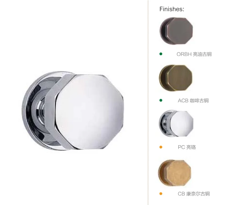 Unique Hexagon Simple Brass Door Konb Brass lever handle with rose/rosette Interior door handle