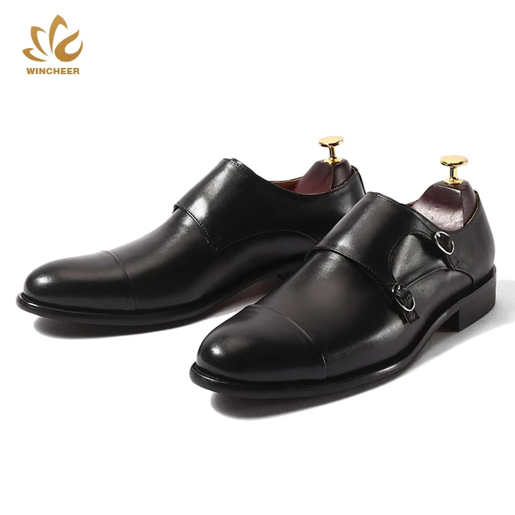 Wholesale Men Flat Shoes Good Quality Wedding Monk Strap Slip on Male Business Shoe Men Leather Dress Shoes