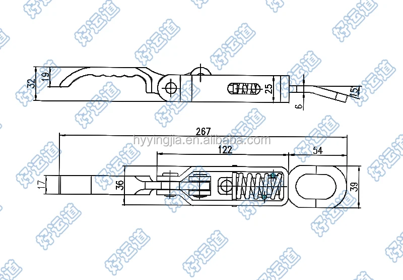 wing body opening van tuck spring loaded over center fastener lock