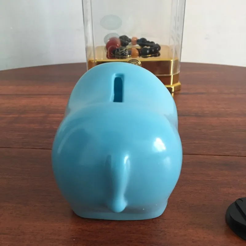 custom plastic cute rhino coin bank animal money box with lock and key cute piggy bank