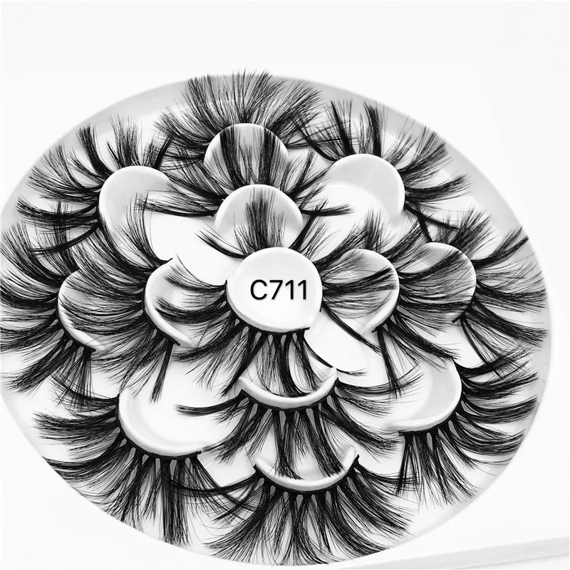 wholesale False Eyelashes 7 Pairs Full Strip Mink Lashes 100% Handmade Custom Packaging Natural 3d Fluffy Lashes Eyelashes