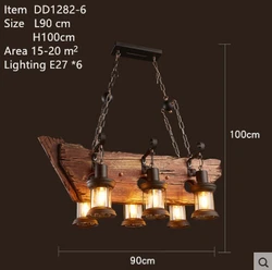 Металлические деревенские подвесные креативные деревянные подвесные лампы, античный светодиодный Декор, лофт, винтажная промышленная деревянная лодка, ретро люстра, светильники