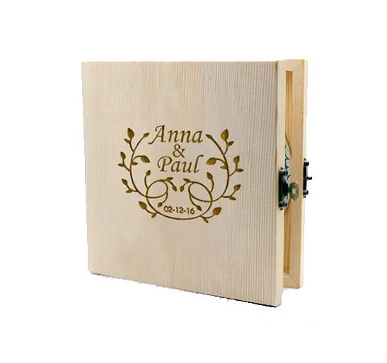 Pan new Custom logo wedding use wood memory gift usb box wooden photo album box