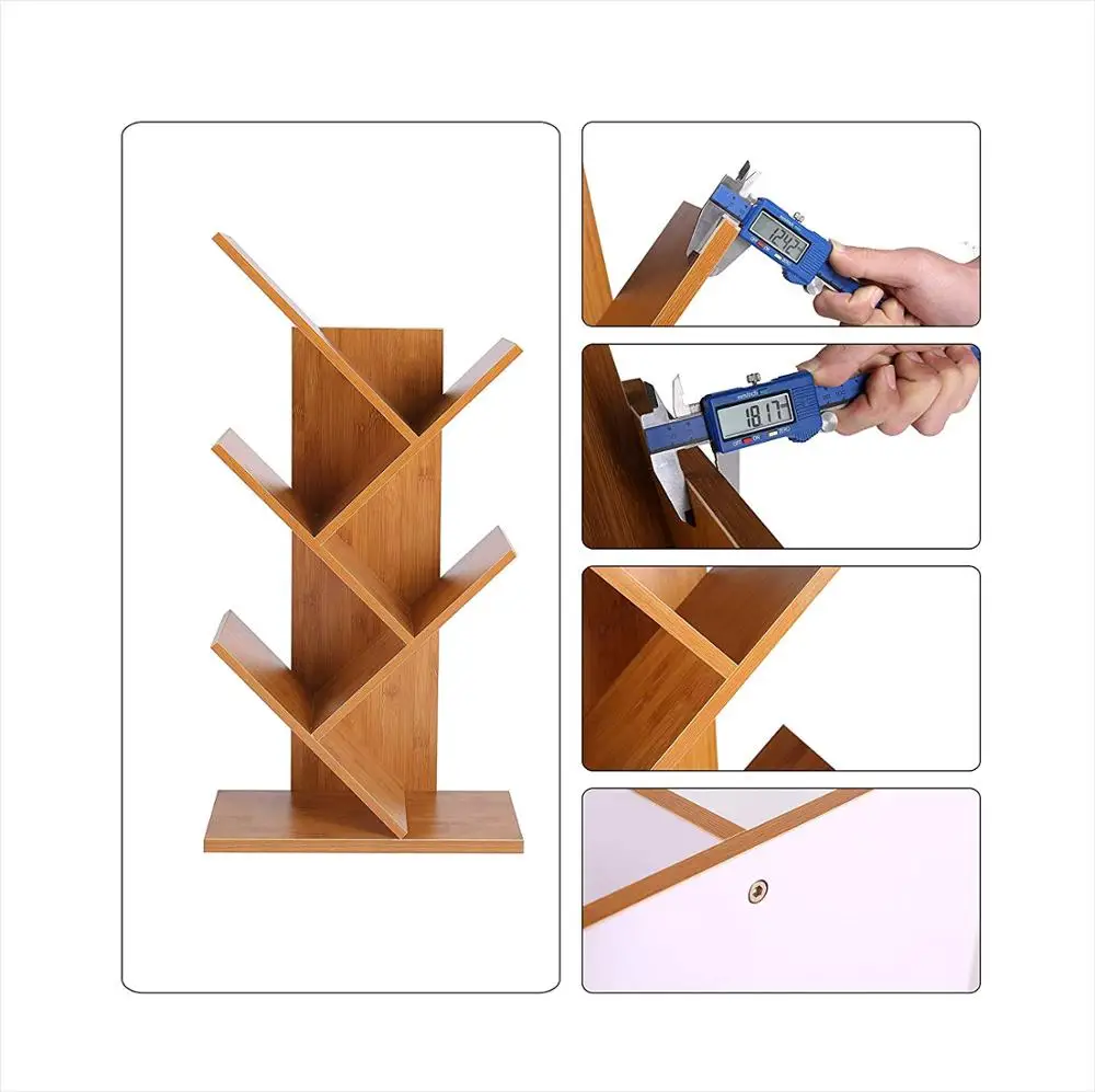 5-Shelf Bookshelf Tree Bookcase Wood Bookshelves Storage Rack MDF Tree Shelf Display Organizer for Books,Magazines,CDs and Photo