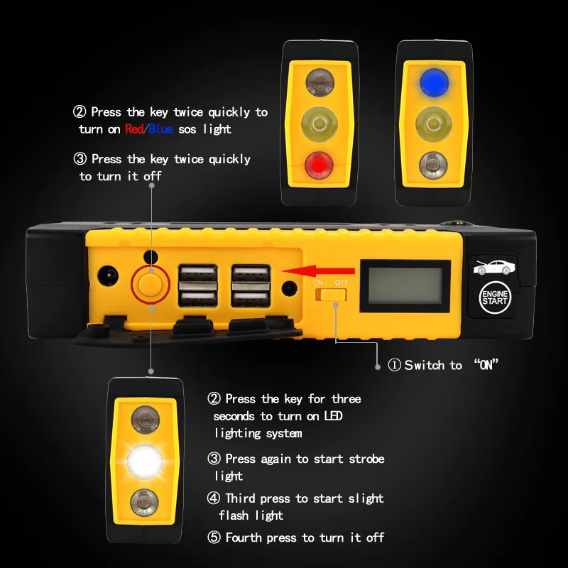 TM19 Car Jump Starter With Air Compressor Capacity 69800mAh 12V 300A 600A Peak Current Charger Booster Emergency tool for Cars.
