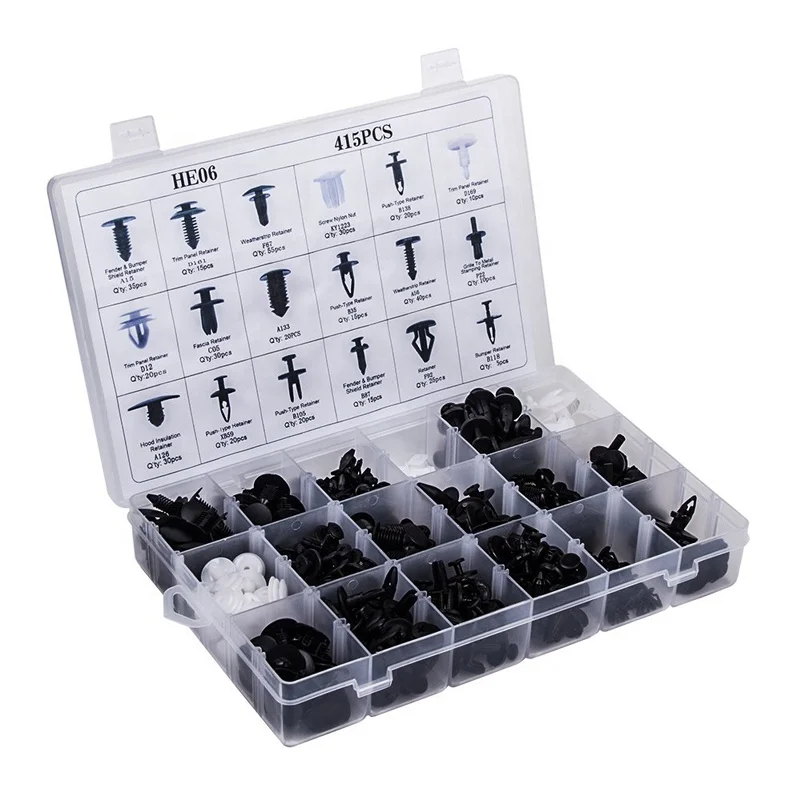 415 шт., 18 видов + 6 шт., автомобильные клипсы с заклепками