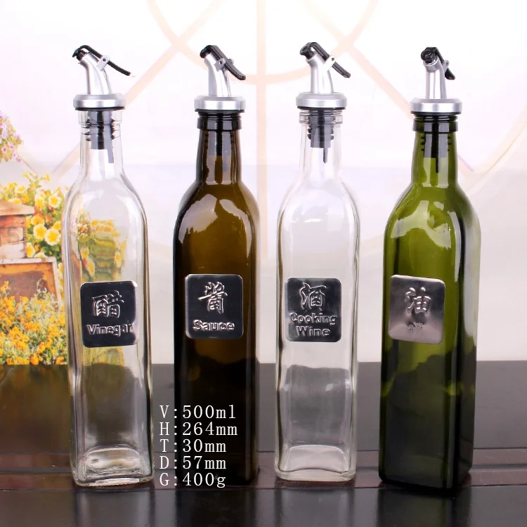 17OZ Automatic open edible oilcan olive oil edible oiler cooking oil glass bottles