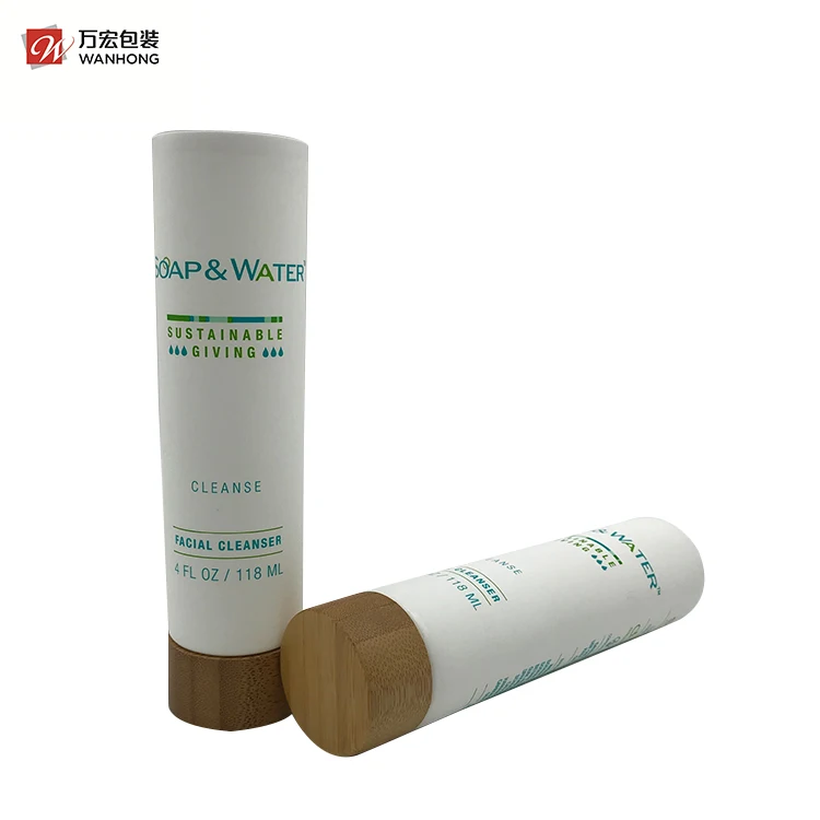 
Eco-Friendly Face Wash Packaging Tube With Screw Bamboo Cap Cosmetic Packaging 