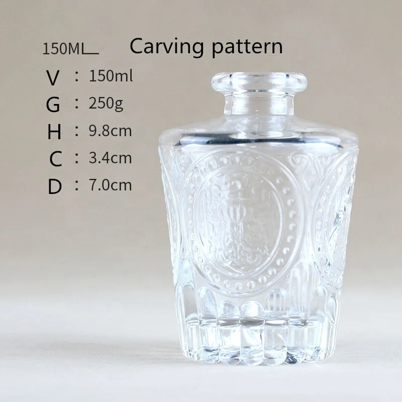 Empty perfume Diffuser Bottle 150ml 230ml Engraving Pattern Reed Diffuser Glass Bottle