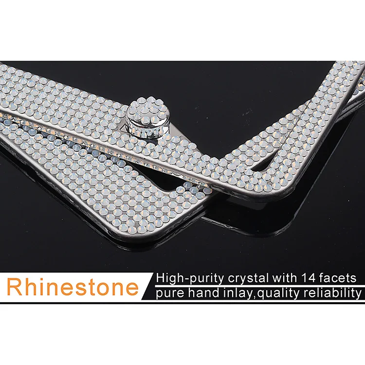 White Opal Bling License Plate Frame