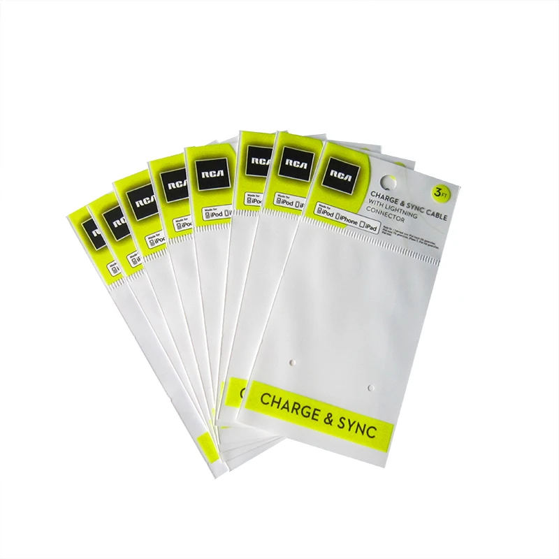 gravure printing Phone Case Pouch Bag USB data Cable Packing Bag with euro hole