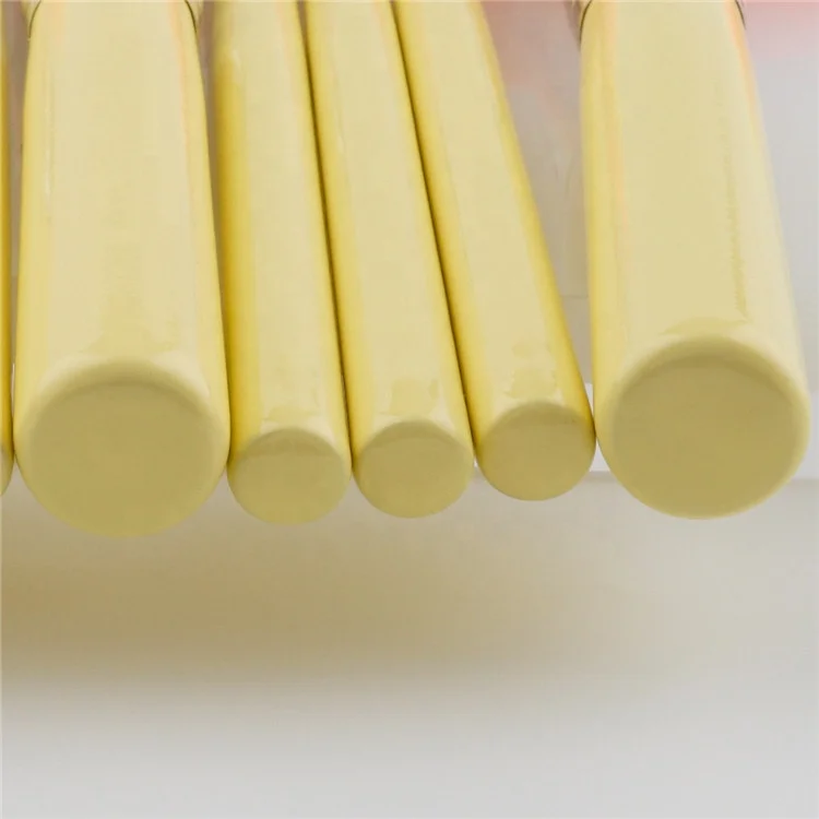 Wholesale High Quality Pink Yellow Beautiful Synthetic Pro Professional Makeup Brushes 10 Set Private Label