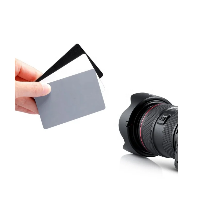 3 in 1 Pocket-Size 18% Grey Card Board White Balance Card Black with Neck Strap for Digital Photography Photometric