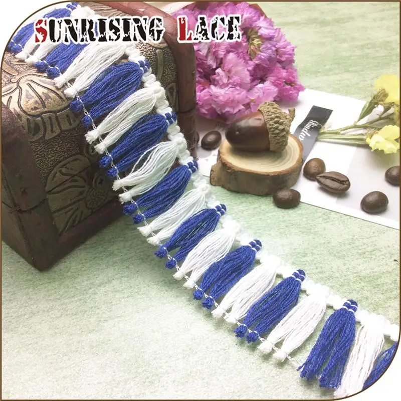 Textile Accessories Red Cotton Long Tassel Fringe Trim For Cushion