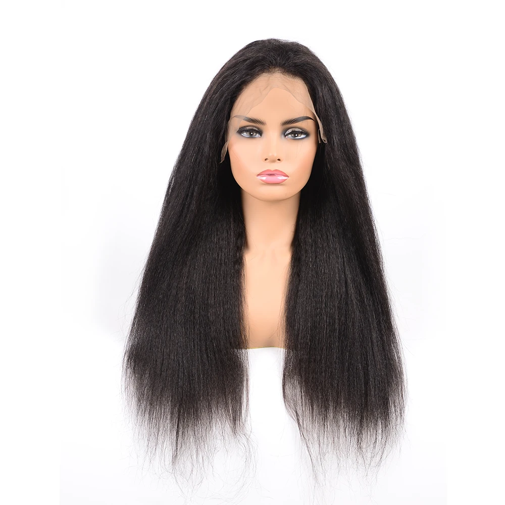 Huashuo 50% OFF Factory Wholesale Good Price Unprocessed Brazilian Mink Virgin Human Hair Kinky Straight  360 Lace Frontal Wig