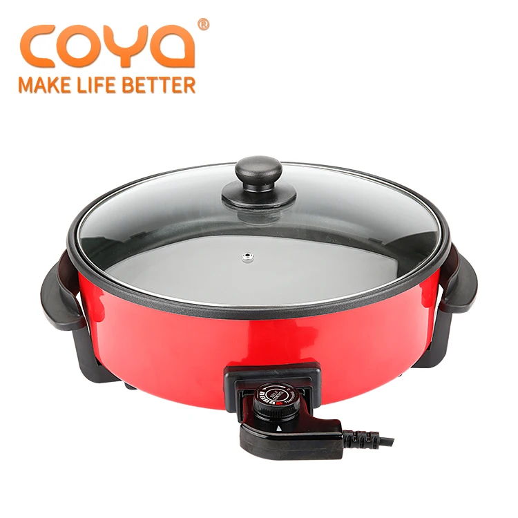 Cheap Round 11Cm Deep Dish Aluminium Multi Electric Cooker Pizza Pan With Glass Covers,Electric Cooker Red Fry Pan