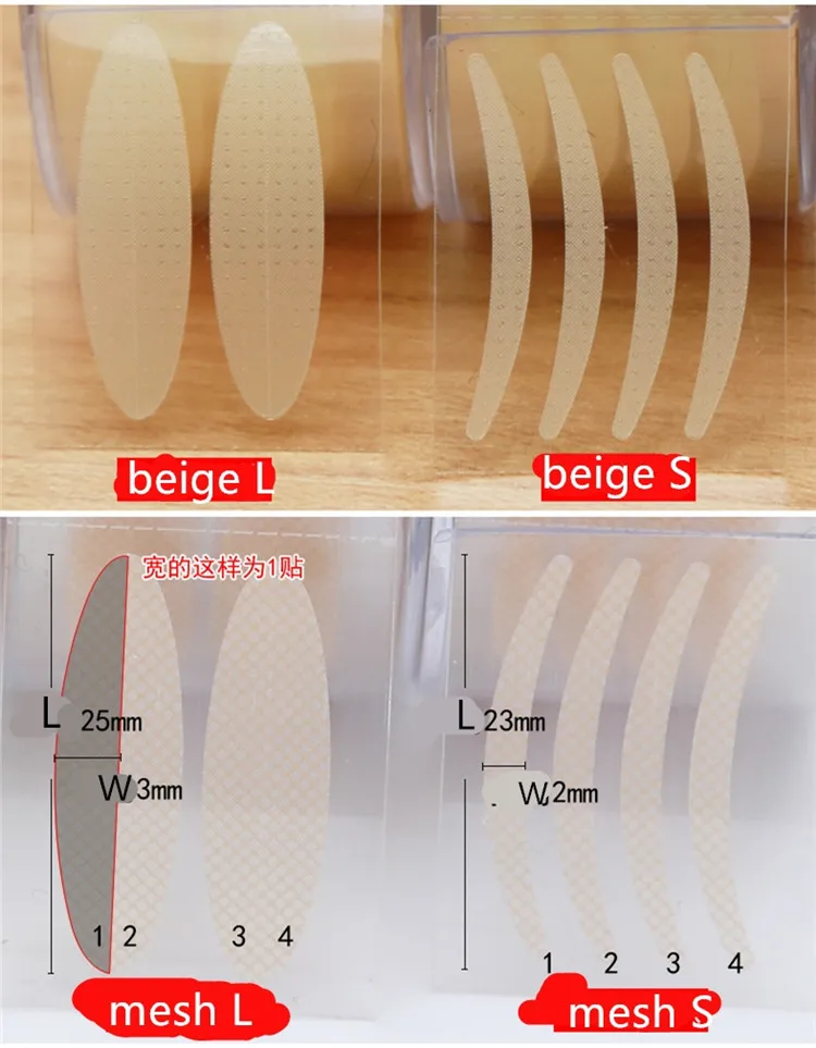 600pcs S/L Invisible Double Fold Clear Beige Stripe Self-adhesive Sticker Eye Tape Double Eyelid