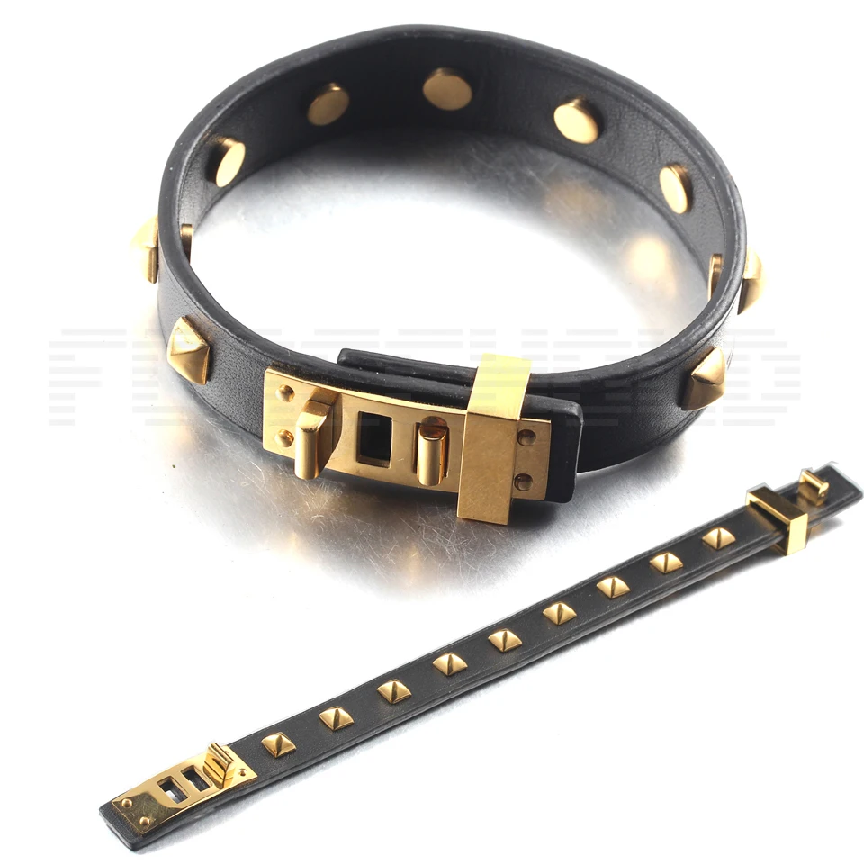 Retro Style Punk Rivet Charms Genuine Leather Bracelet